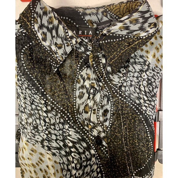 MARIA GABRIELLE  SZ  L  Black Gold Sheer Blouse Fairy Goth Forrest Fairy Grunge - Picture 1 of 9